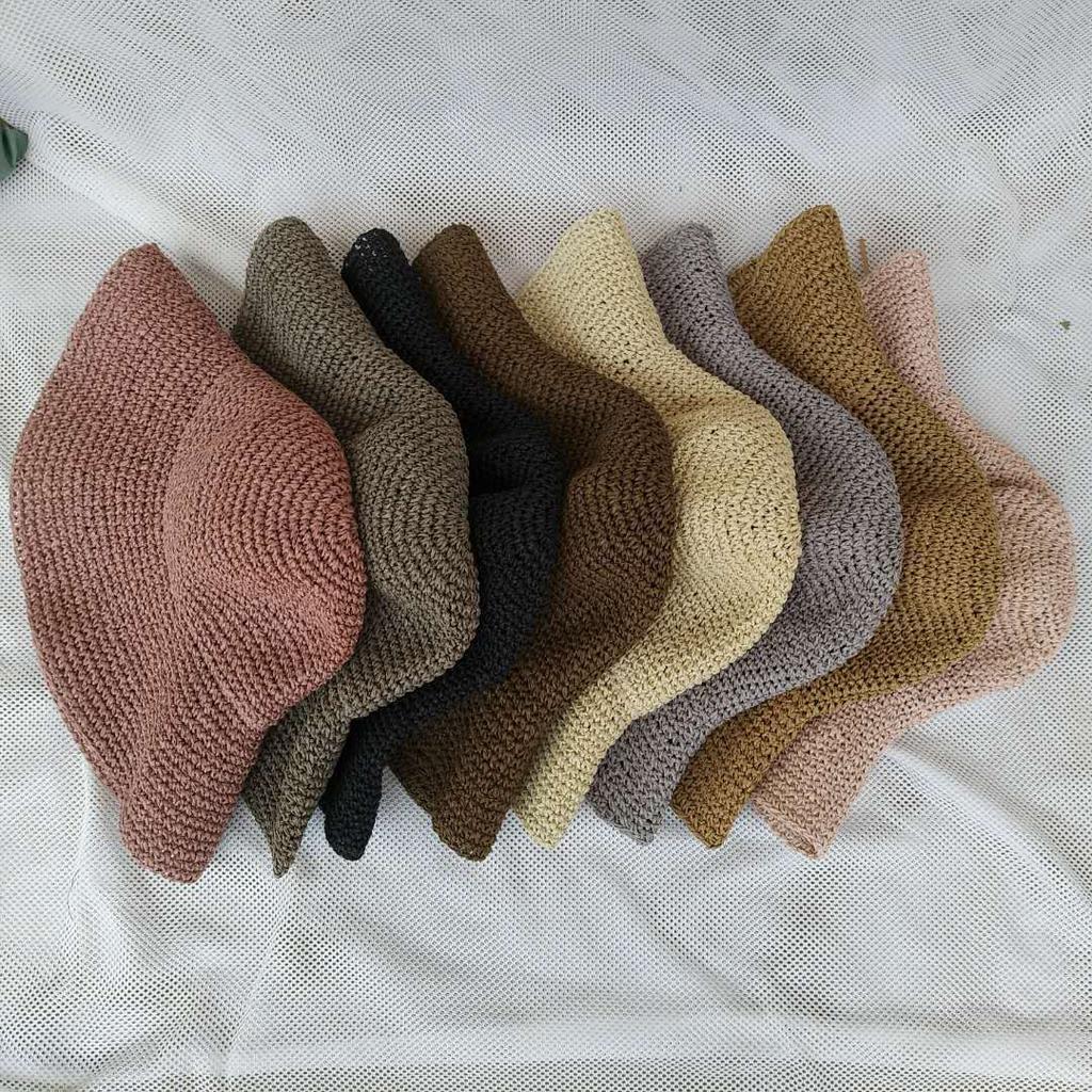 Women's handmade Japanese-style woven straw hat, casual beach hat, sun protection sun hat, fisherman hat, bucket hat, extra large