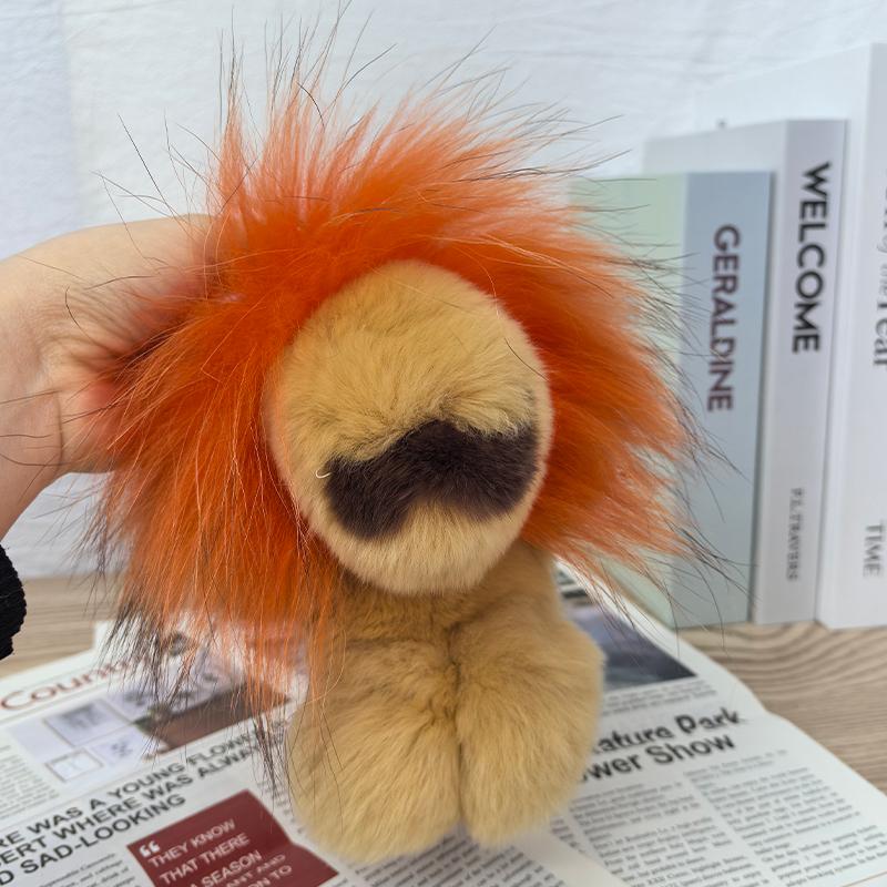 Zirunking Plush Lion Keychain Animals Toy Jungle Animal Plush Keychain Soft Backpack Ornaments Pendant Key Ring