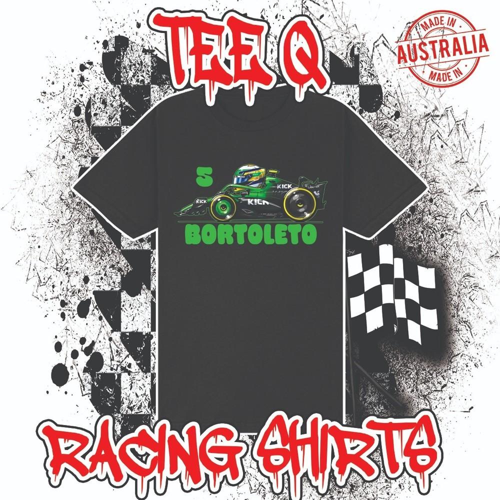 

Gabriel Bortoleto 5 Sauber Racing F1 Cartoon ~ Premium Black Gildan Cotton Tee Unisex T-Shirt XXXL
