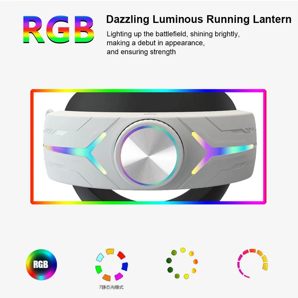 Head Strap Built-In 8000mAh Battery RGB Light For Meta Quest 3 VR Glasses Comfort On-Ear Audio Enhanced Sound Elite Head Strap