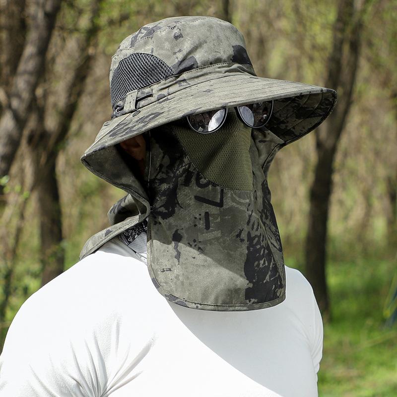 Chapeau de pêcheur à grande tête unisexe 60-65cm Protection solaire Protège-nuque Chapeau d'ombrage pour hommes femmes
