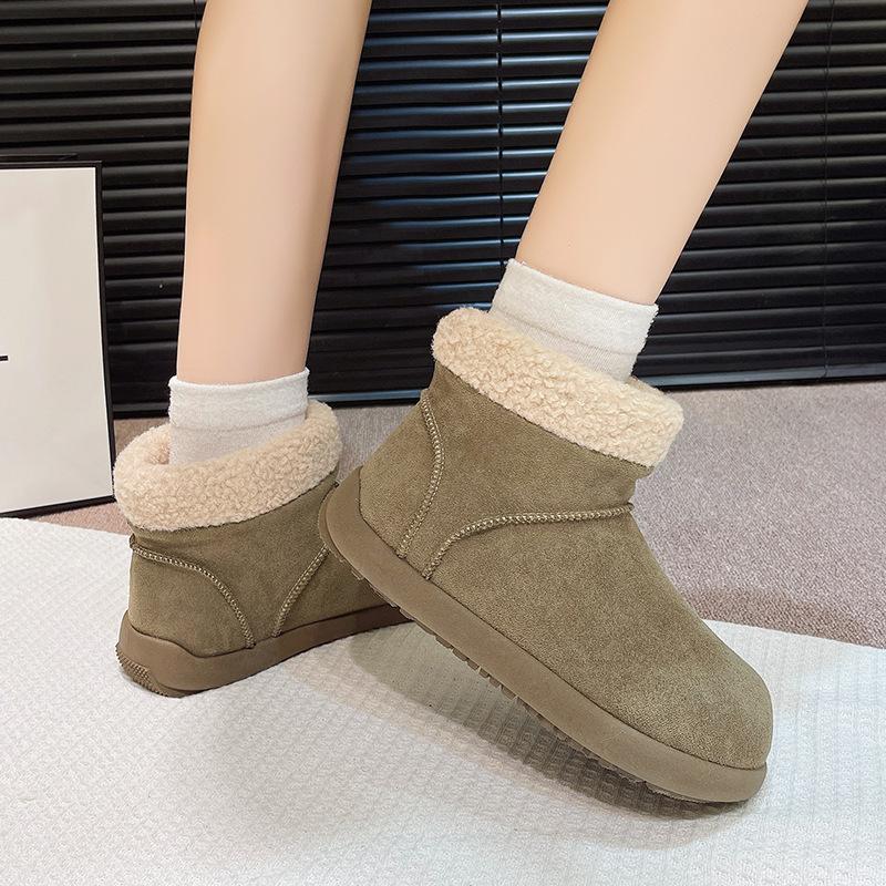 Women's Thick Bottom Hairy Mouth Fashion Winter Lightweight Warm Anti Cold Snow Boots Non-slip Casual Sneakers Cotton Boots