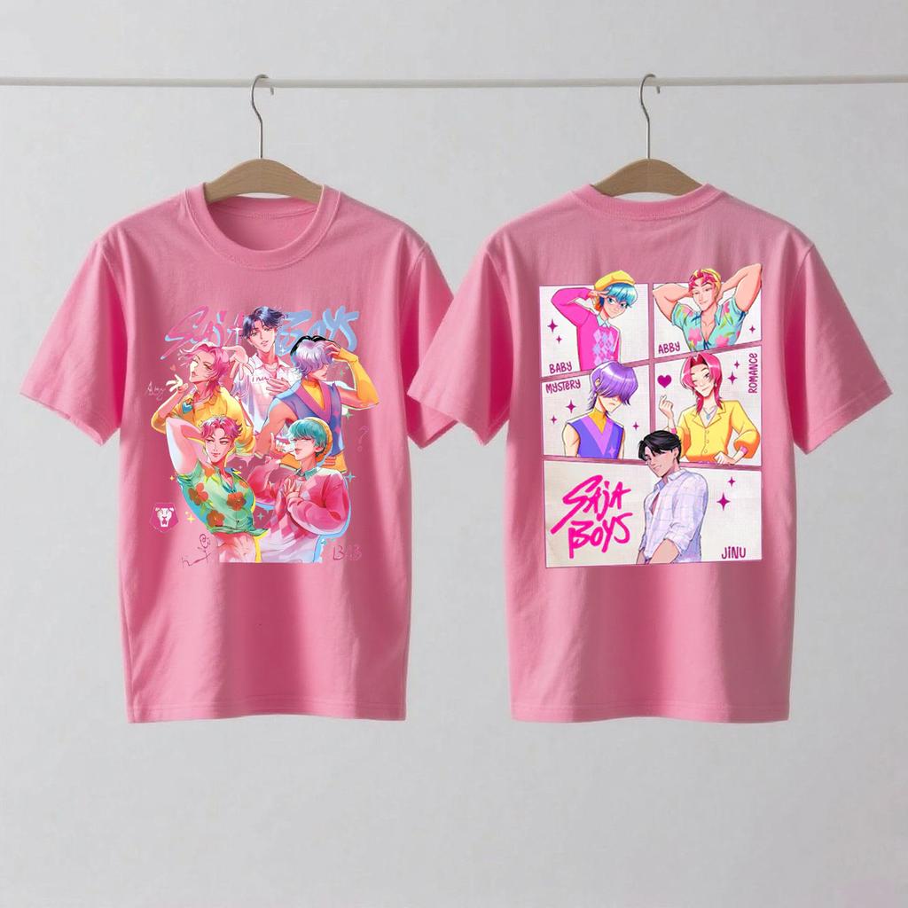 Saja Boys Kpop Łowcy Demonów Dwustronna Bawełniana Koszulka Huntrix Łowca Demonów Merch Jinu Saja Koszulki Abby Tajemnica Romans Dziecko Saja