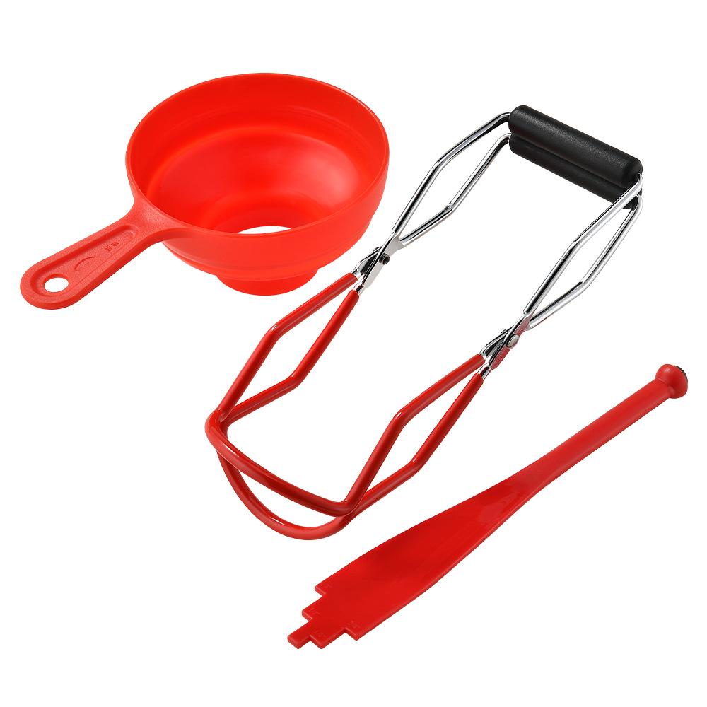 3-Piece Multifunctional Jam-Making Set: Anti-Scald Jar Clip, Folding Funnel, Magnetic Lid Lifter