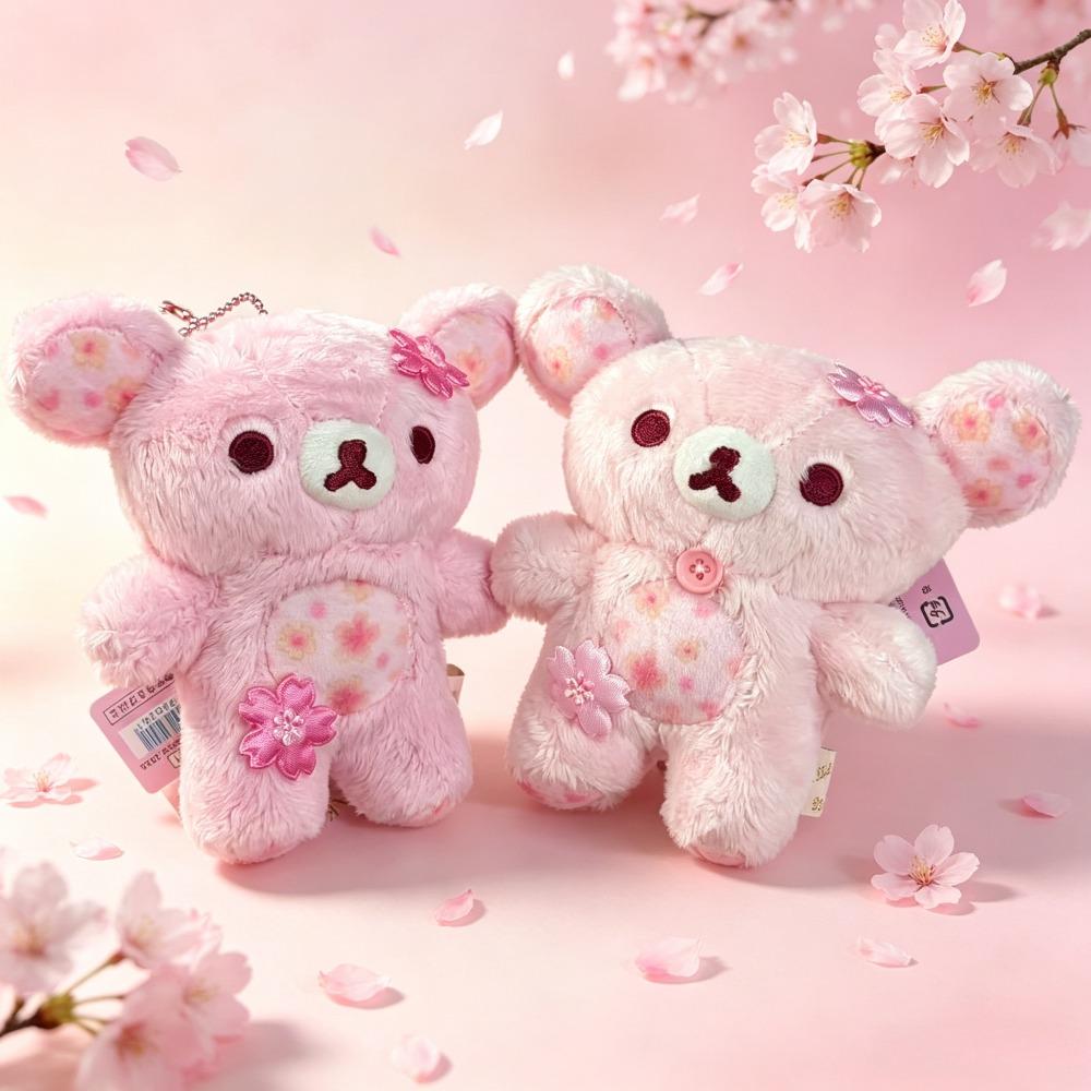 Anniversary Limited Sakura Lazy Bear Cartoon Keychain Peach Pink Sakura Bear Keychain Bag Accessories