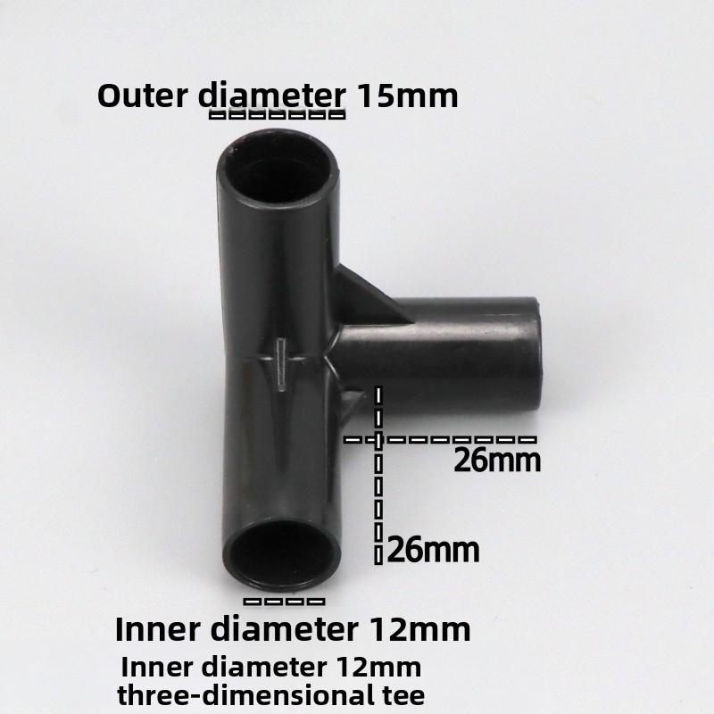 1 ks Černý konektor trubky DIY police Stan Pevný konektor Montážní díly Vnitřní průměr 8/12/16/19 mm ABS plast T-kus Čtyřcestný koleno Rovné spojení