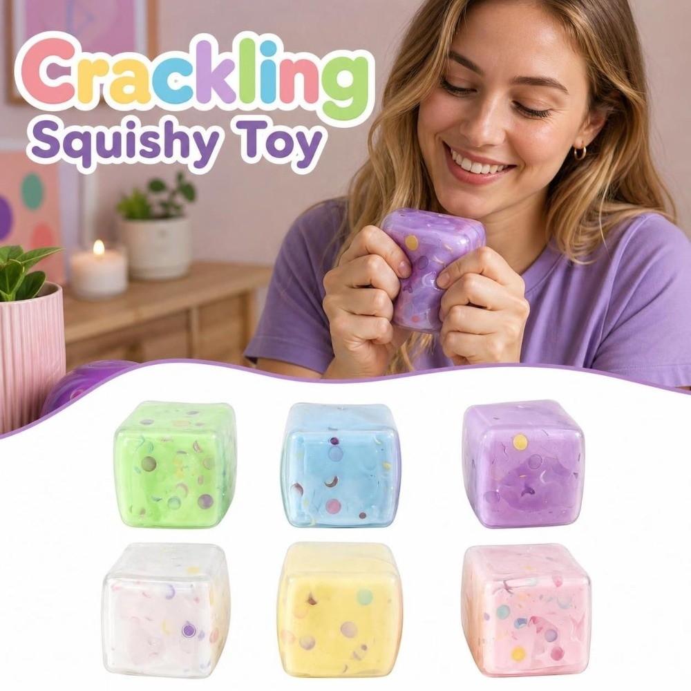 5cm Squeezed Cube Sound Effects TPR Fidget Toy Novelty Crackling Squishy Toy for Kids Adults