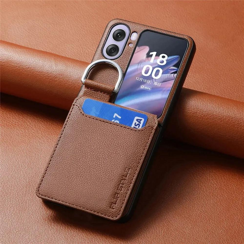 

Ring Holder Wallet Cards Solt Phone Case For OPPO Find N3 N2 Flip 5G Kickstand Vertical Litchi Pattern PU Leather Magnetic Cover OPPO Find N3 Flip