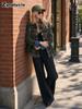 Women's Camo Denim Jacket with Gold Button Ruffle with Casual Wear
