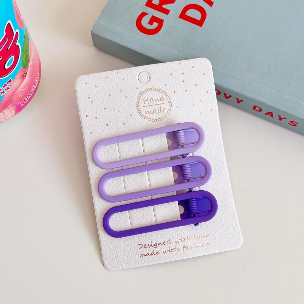 Épingles à cheveux simples givrées pour filles, 3 pièces, pinces à cheveux carrées, ovales, Triangle, pour enfants, épingles à cheveux, cliquez sur clac