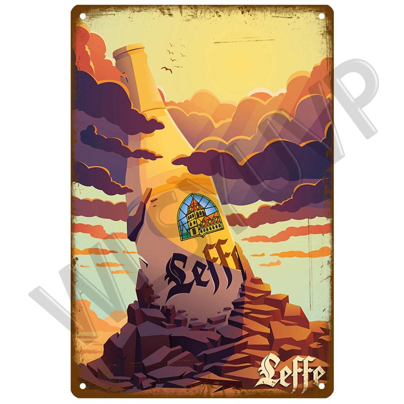 Leffe Retro Metal Sign Tin Sign Whisky Belgium Beer Plaque Metal Wall Decor Vintage Decor Poster Plates Man Cave Shabby Chic