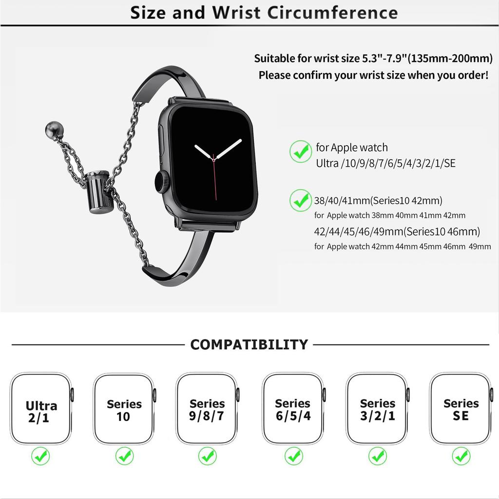 KALEBOL T Shaped Strap for Apple Watch Series 11 10 42mm/9 8 7 41mm/SE3 SE2 SE 6 5 4 40mm/3 2 1 38mm Zinc Alloy Watch Band
