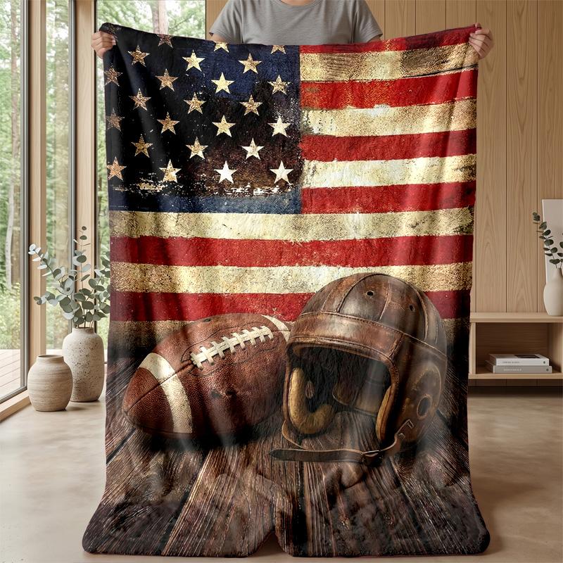 American Football and Lightning blanket Personalized Name Flannel Blanket Soft Cozy Plush Throw for Sofa Bed Lightweight Home Decor