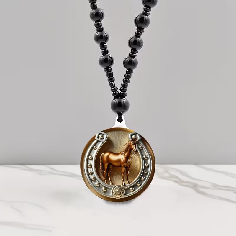 

Премиальное золотое ожерелье-подкова, стеклянный двухсторонний кулон