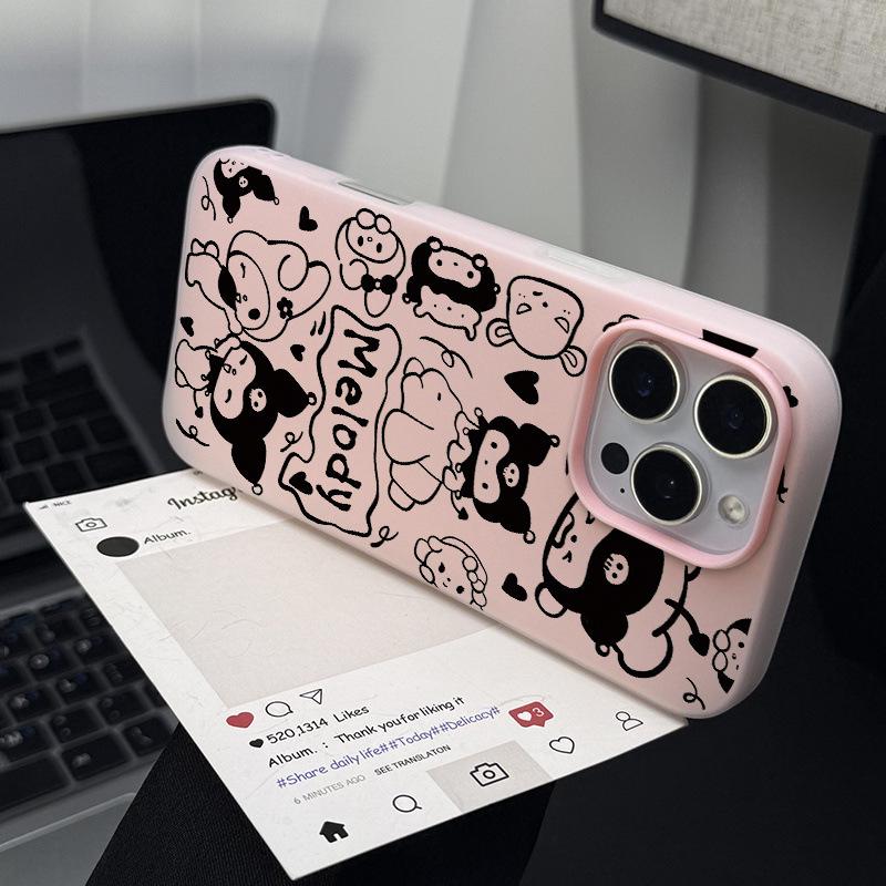 

Minimalist Black Graffiti Case for Apple iPhone 17/16/15/14/13/11 Pro Max - Drop-proof & Two-in-One Design 12 Pro