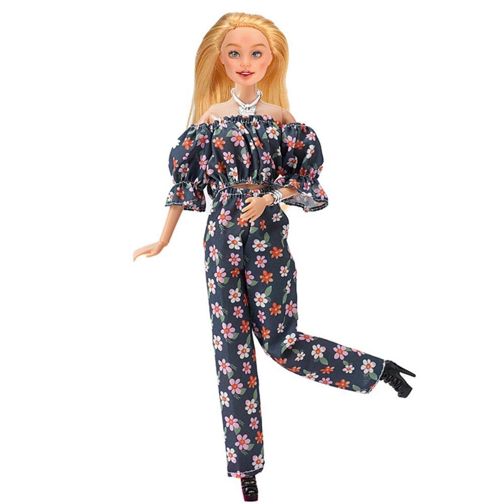 Handmade Fashion Doll Pants Casual Wear Bubble Sleeves Tops Girl Party Clothes for 30cm Dolls