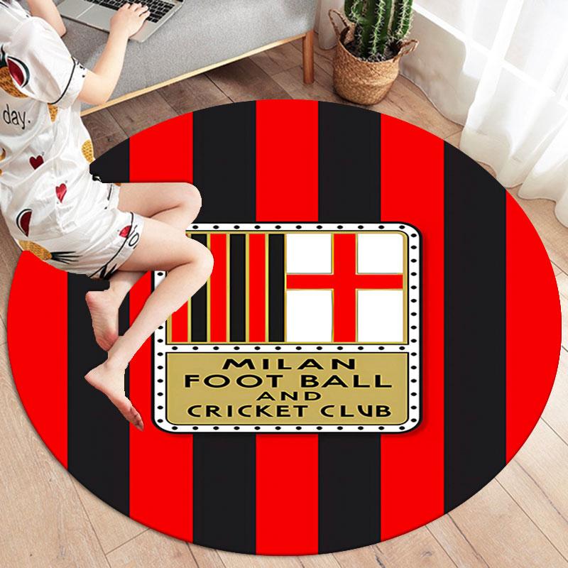 AC Milan Round Area Rug,Carpet Rug for Living Room Bedroom Sofa Playroom Decor,Non-slip Floor Mat
