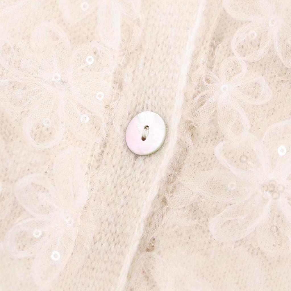 Europäisches & Amerikanisches Retro Spitzen-Pailletten-Revers Strickoberteil - Winter 2024