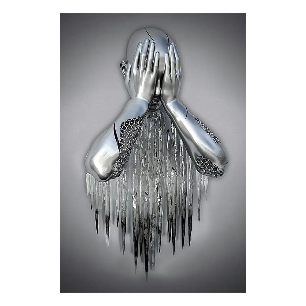 Metal Figure Statue Art Poster High Definition Printing Canvas Painting Prints Couple Sculpture Living Room Home Decor Picture
