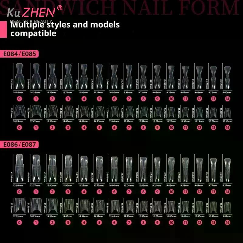 60/240/300Pcs/Pack ABS Sandwich Dual Nail Forms 15 Size Oval Extension Dual Form No Paper Forms Needed For Easy Nail Extensions