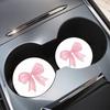 2pcs Non-Slip Pink Bow Pattern Vehicle-Mounted Cup Holder, Universal Cup Holder, Water Absorption Coasters, Car Interior Design Accessories