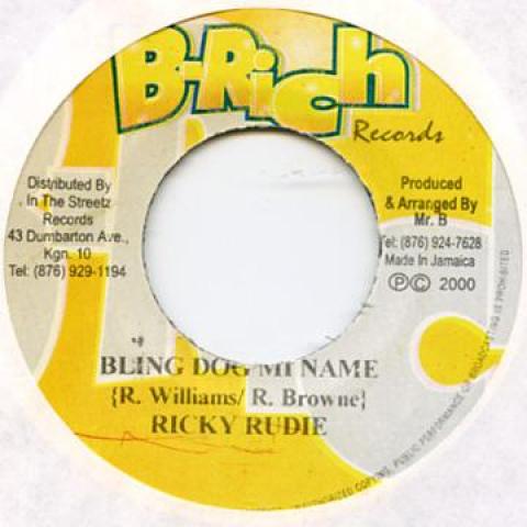 

7-дюймовая пластинка BLING DAWG - Блестящая собака Mi Name B Rich 2000 Ямайка Регги, Ска и Даб