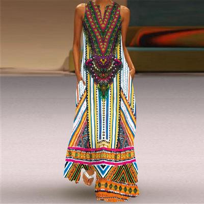 Women's Fashion Summer Spring Floral Print Sleeveless V-Neck Loose Casual Dresses