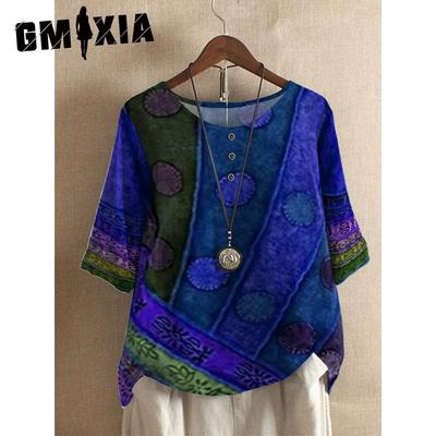 Lockeres, modisches, lockeres, lässiges Oberteil mit Digitaldruck für Damen