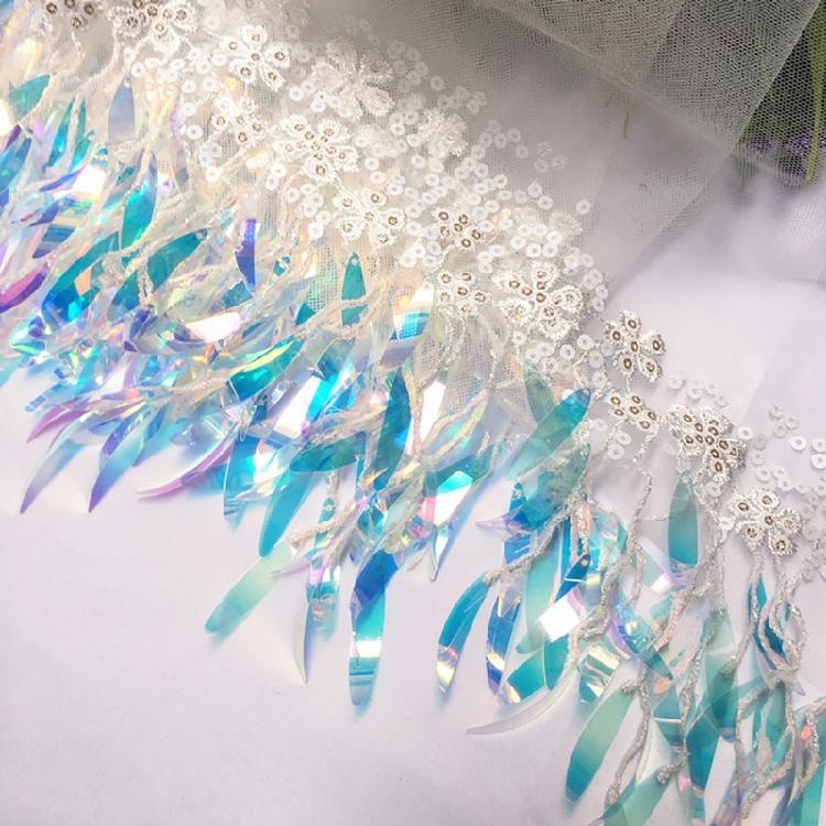 Quaste Pailletten Spitzenbesatz Gesticktes Band für Kleid DIY Basteln Nähzubehör