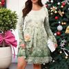 Plus Size Women's Gradient Print Casual Spring/Autumn Pocket Round Neck Long Sleeve Dress