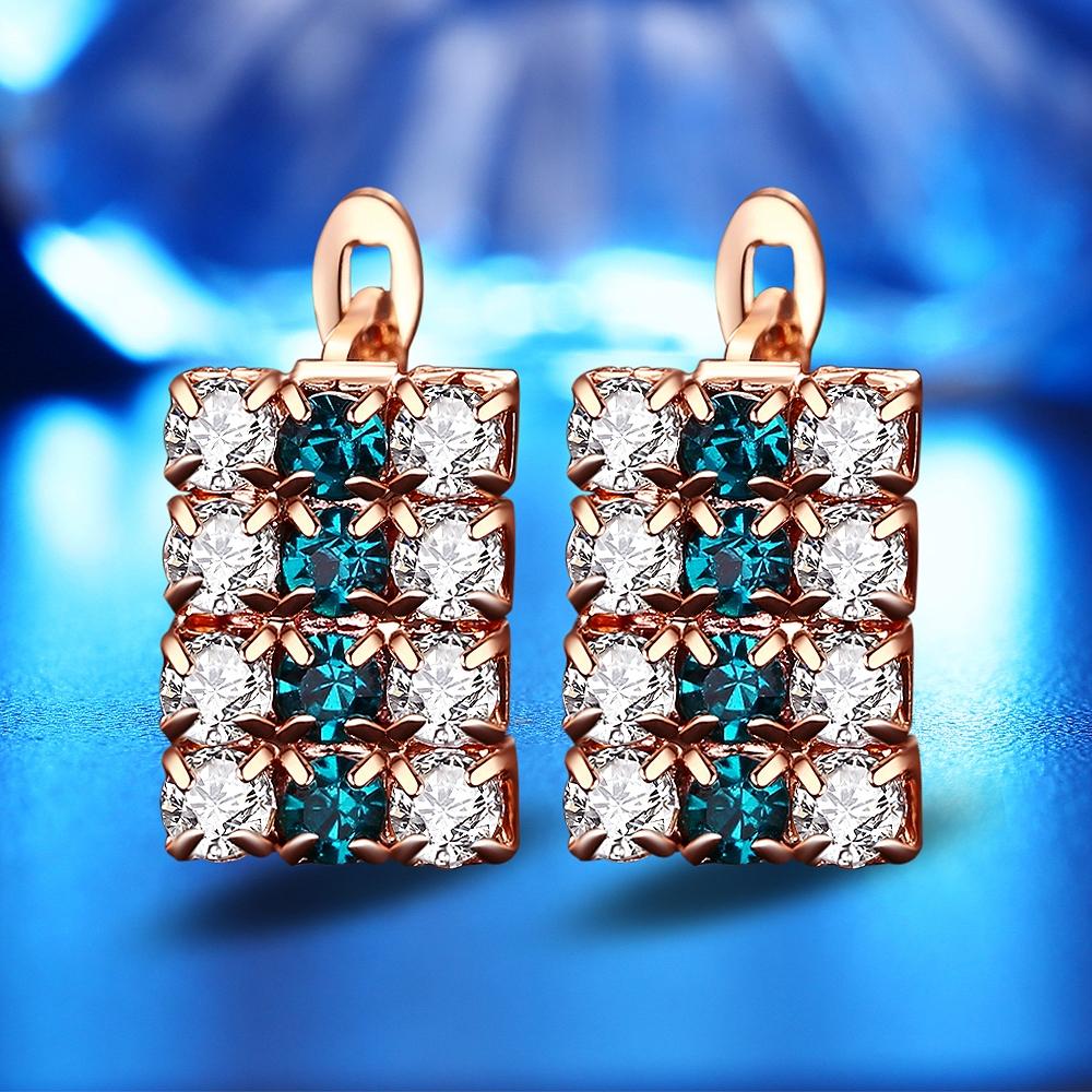 18 k Gold Rectangle Shape Sterling Silver Crystal Stud Earring For Women, 16*9 mm (Gold) 1-Pair
