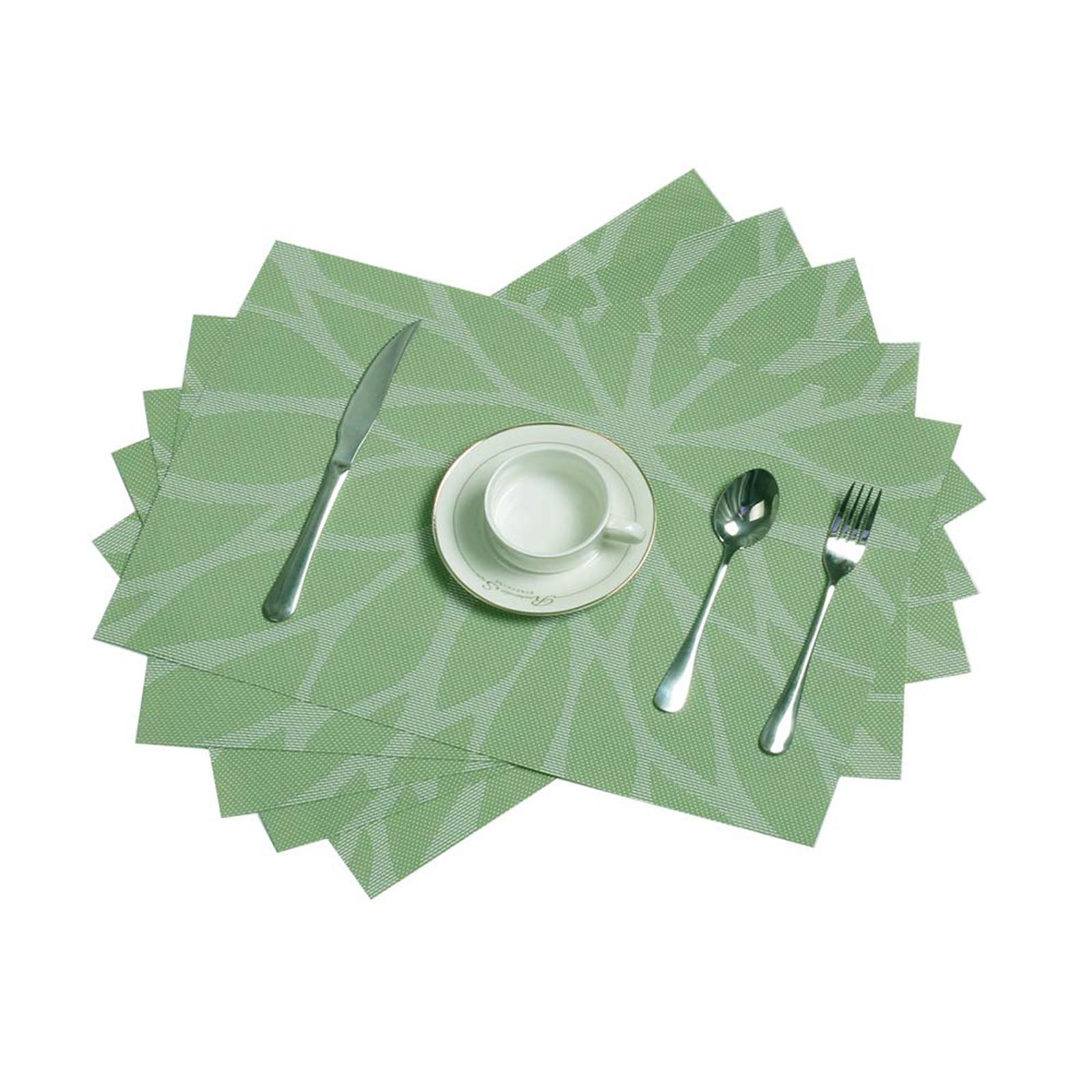 

Placemats For Dining Table Washable Placemat Set Of 6 Heat Resistant Woven Vinyl Non- Kitchen Table Mats Wipe Clean зелений