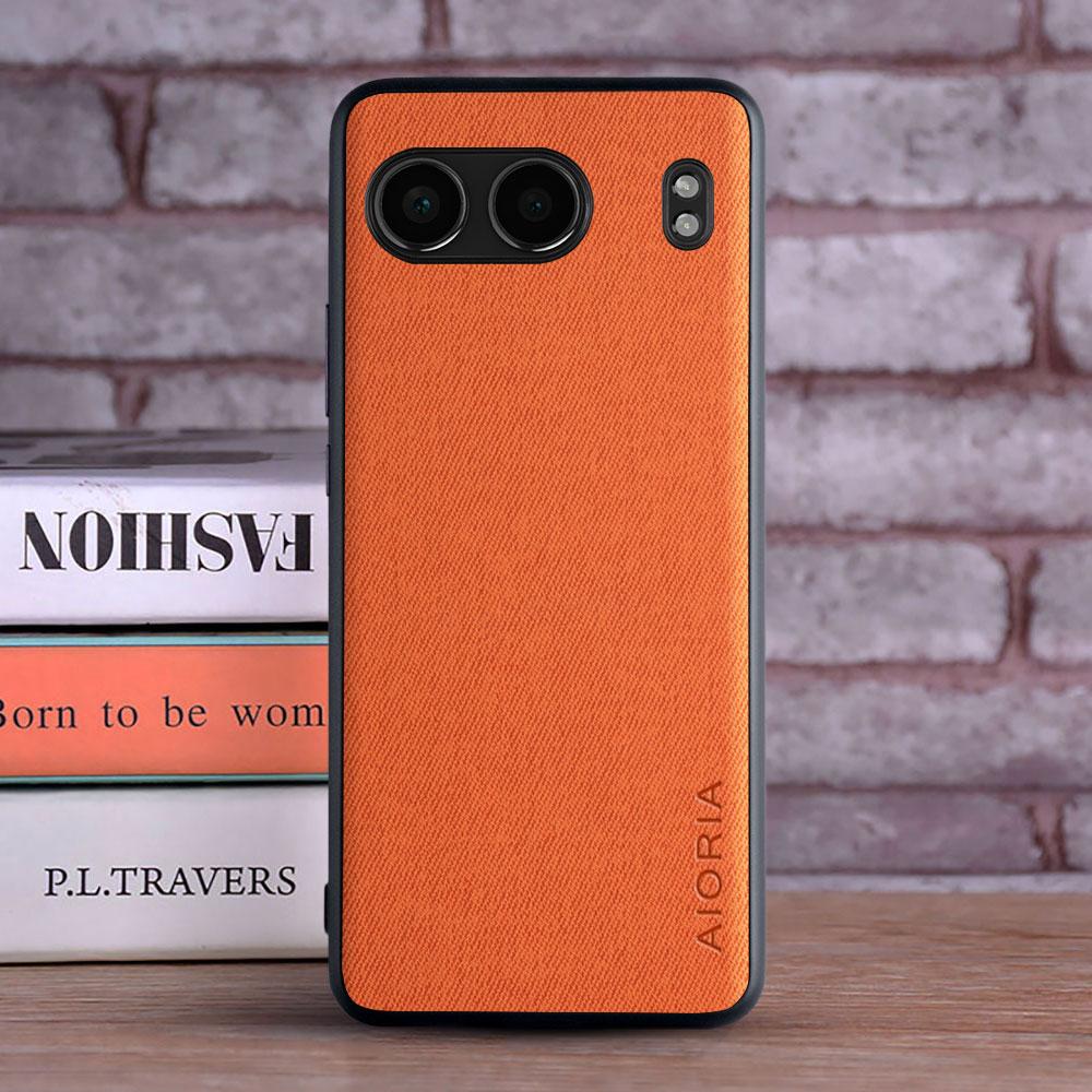 Textile Leather Case for Oneplus Nord 4 soft TPU around the edge back hard PC material protection cover for Oneplus Nord 4 Case Oneplus Nord 4 оранжевый