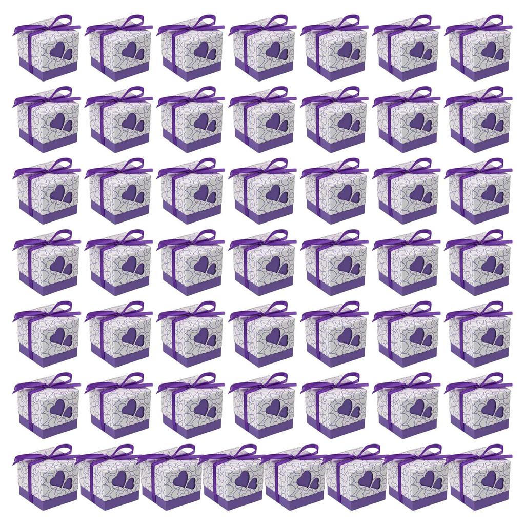 50 Stück Liebesherz-Pralinenschachtel, quadratisch, multifunktionaler Organizer für den Haushalt, für Hochzeit, Geburtstag, Neujahrsparty, Dekoration
