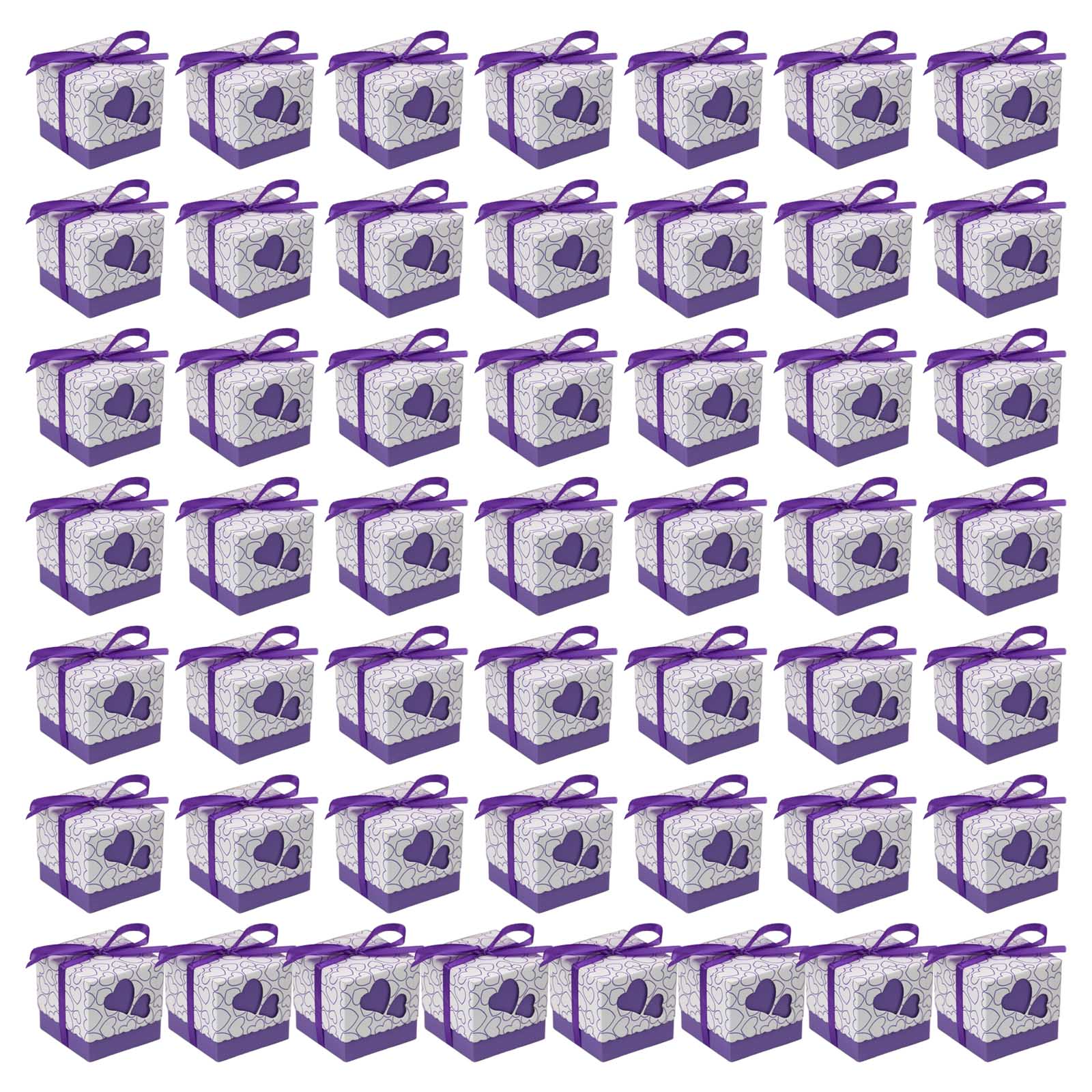 

50 шт. квадратная коробка конфет в форме сердца с любовью многофункциональный органайзер для дома на свадьбу, день рождения, новый год, вечеринка, украшение фиолетовый