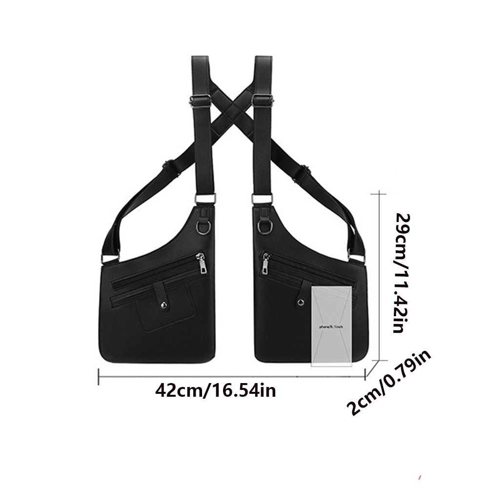 PU Leather Vest Bag Adjustable Shoulder Straps Underarm Strap Wallet Pocket Travel Leisure