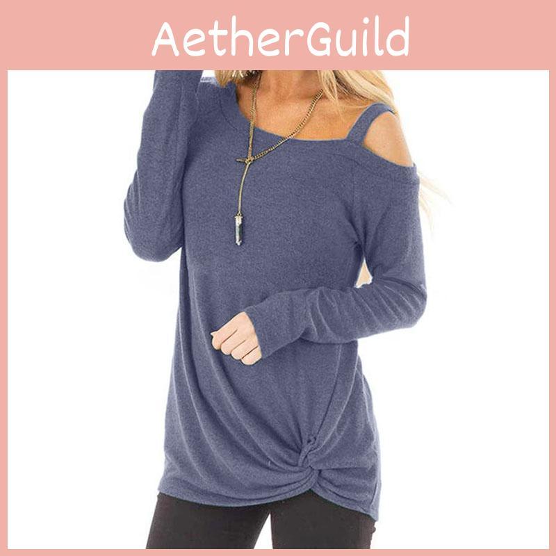 Elegantes Damen-T-Shirt mit asymmetrischem Ärmel und langen Ärmeln, stylische, lässige Bluse/Tunika