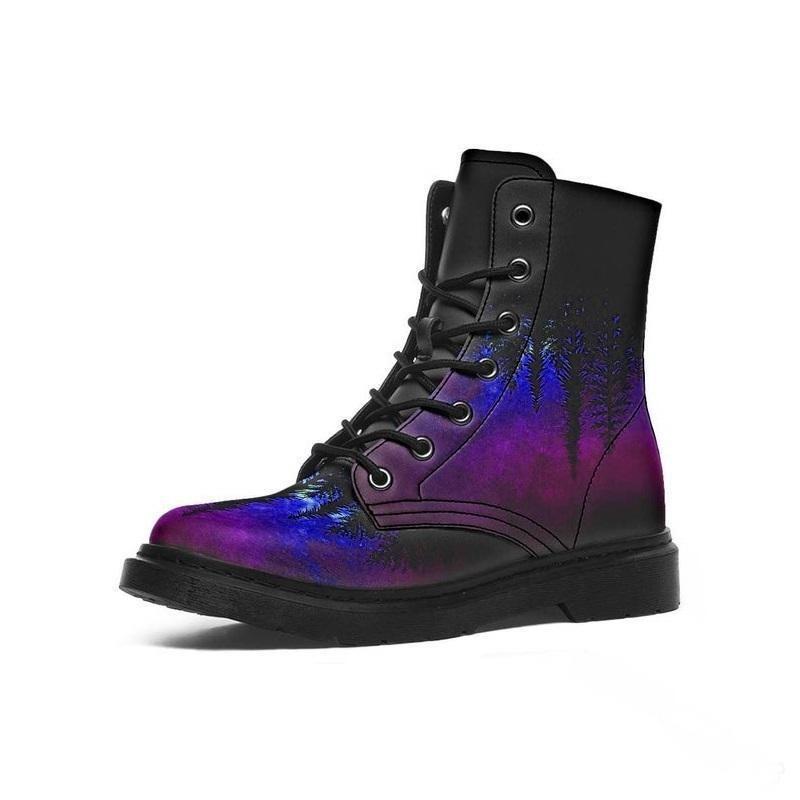 Large Size British Fashion Tooling Boots Large Size Retro Printed Women's High Top Cartoon Pattern Martin Boots