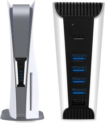 USB-Hub für PS5, 5-Port USB High-Speed Erweiterungs-Hub Splitter Ladegerät Extender Kompatibel mit PS5 PlayStation 5 Konsole, mit 1 Typ-C-Anschluss