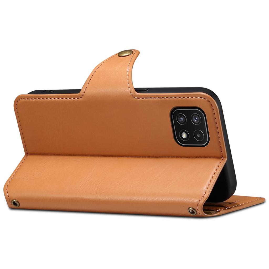 DENIOR For Samsung Galaxy A22 5G (EU Version) Wallet Case Stand Leather Phone Cover