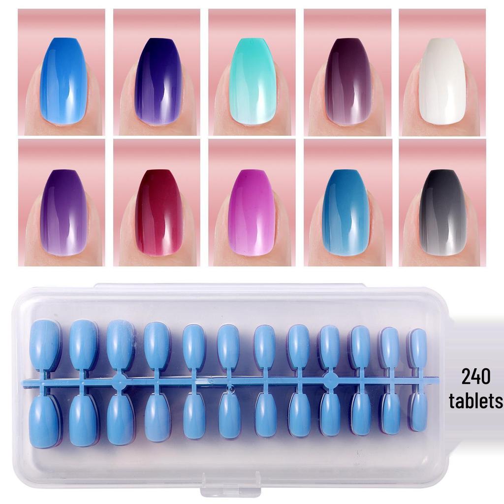 Colored Glitter Nail Art Tips - 240-Piece Set with Various Styles and Multiple Colors, Boxed Fake Fingernail Stickers