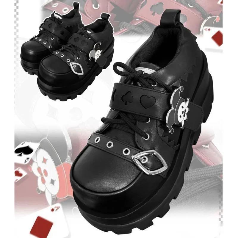 JK Cake Shoes Japan Lolita Denim Cosplay Kawaii Punk High Heels Thick Soled Girl Sponge Shoes Increase Height 5-8cm Cake Shoes