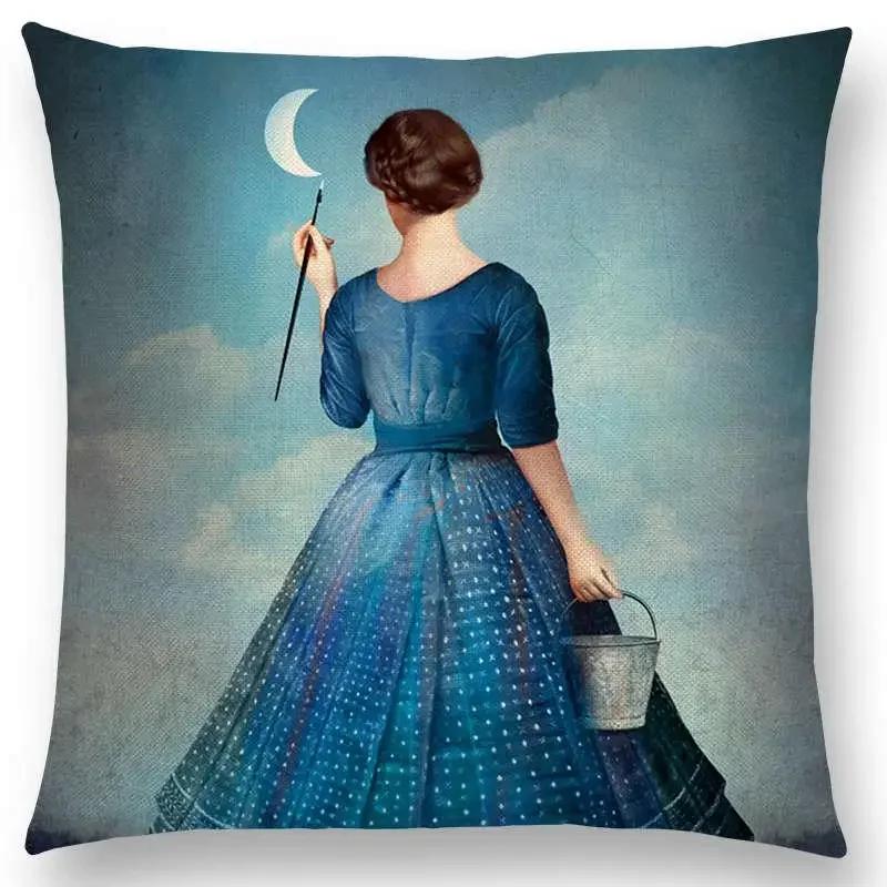 New Elegant Lady Cute Girl Shakespeare Imagine Fantasy Oil Painting Dreamy Feeling Fable Fate Thorw Pillow Case Cushion Cover