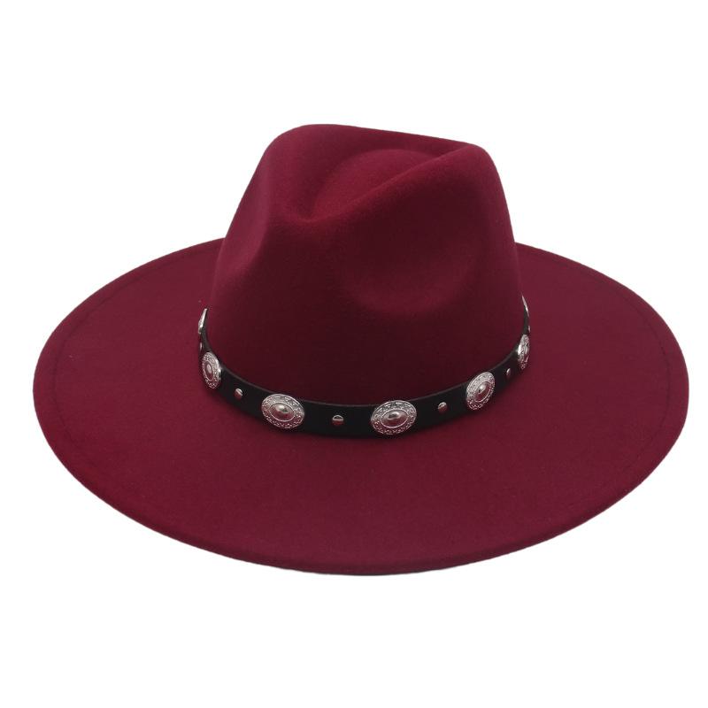 Plus Edge Felt Top Hat Jazz Hat Gentleman Ladies Wind Metal Sheet Hat