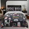 High-Definition Printed Casual Cat Flower Quilt Cover Set Soft Breathable Ideal For Home Dormitory 1 Quilt Cover+2 Pillowcases