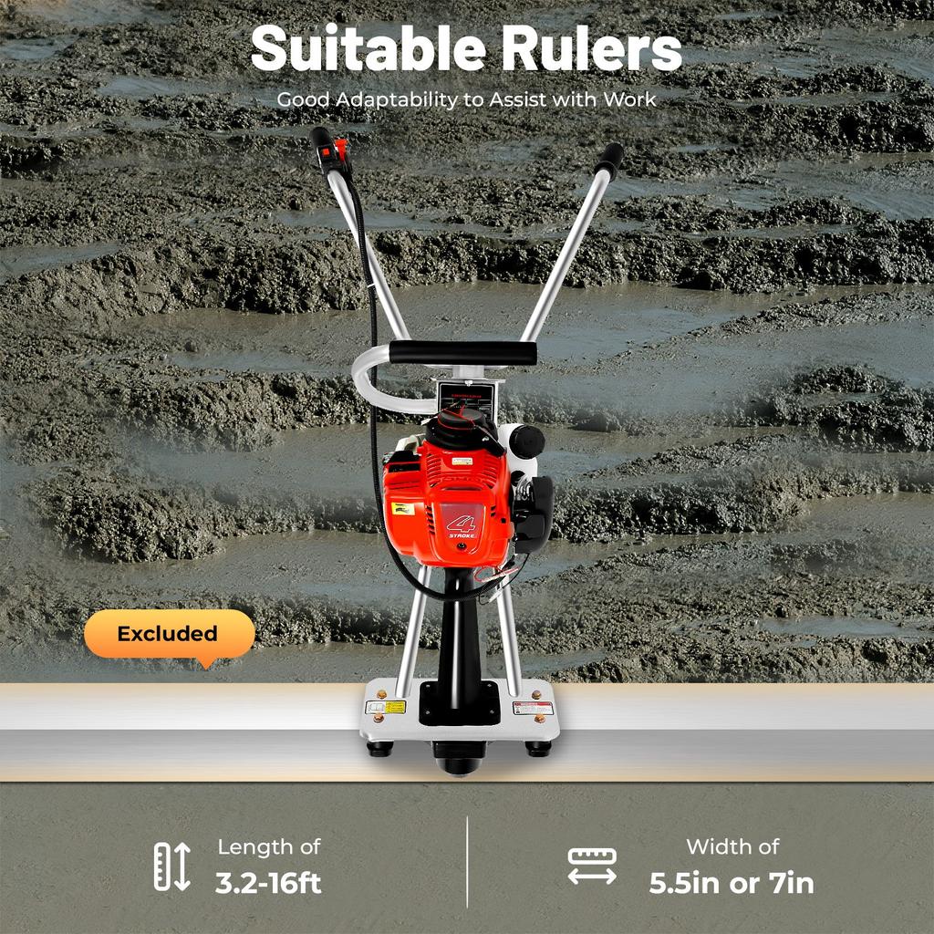 Gas Concrete Screed Power Unit Concrete Leveling Portable Type 900W Power 260kg Force Adjustable Handle Stainless Steel Frame