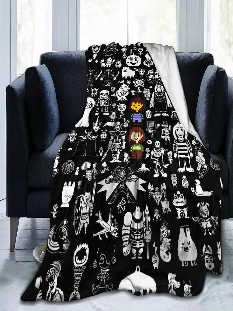 Undertale Sans Skelett Decke Flanell Ganzjahres Anime Spiel Cartoon Leicht Tragbar Überwurf für Bett Sofa