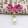 2 Pieces of 35 * 45mm Alloy Rhinestone Glass Bow Pearl Pendant DIY Wine Glass Decoration Clothing Hair Accessories