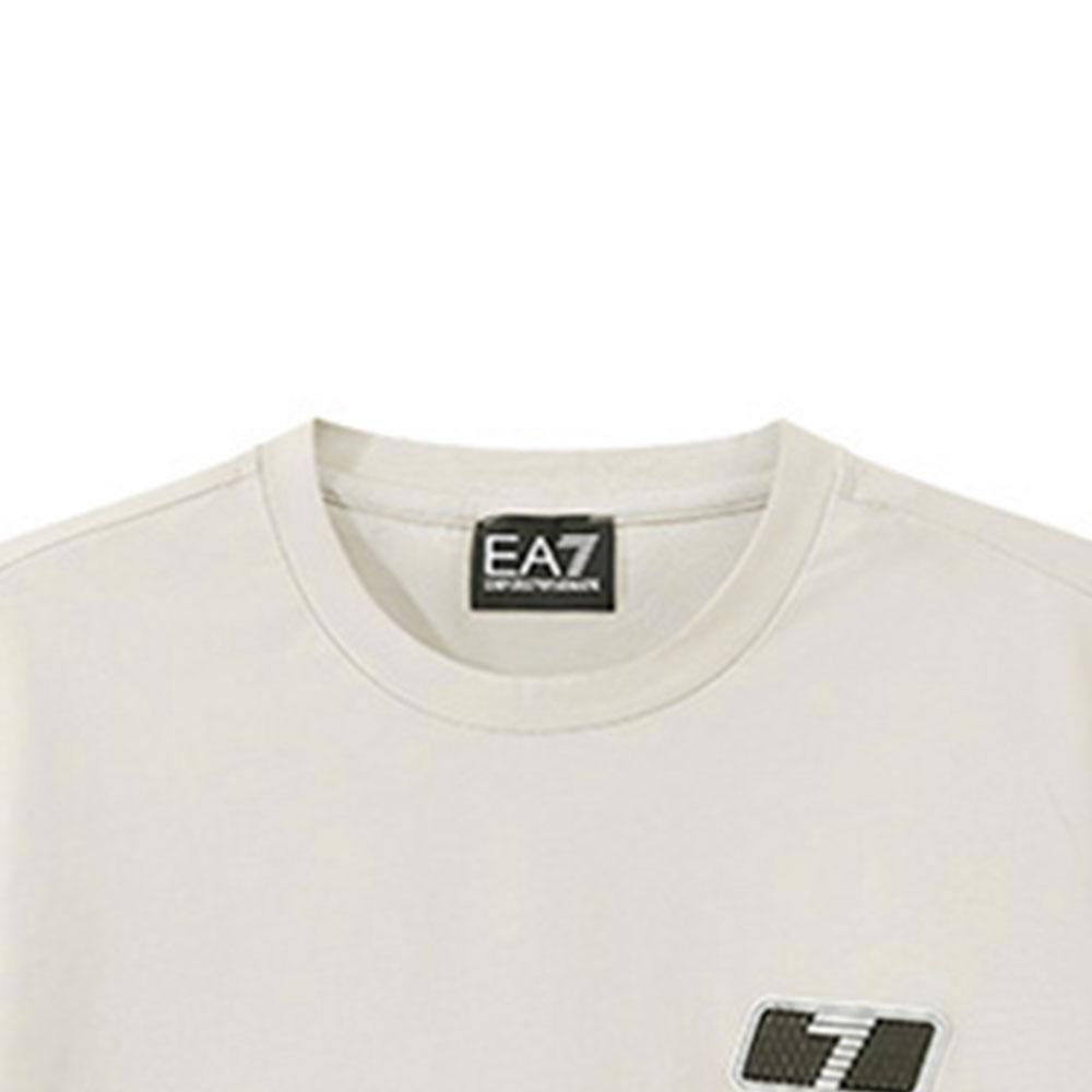Emporio Armani T-shirt Homme à Manches Courtes et Col Rond Imprimé Logo EA7 Hauts Beige 3DPT13-PJ3BZ-1946