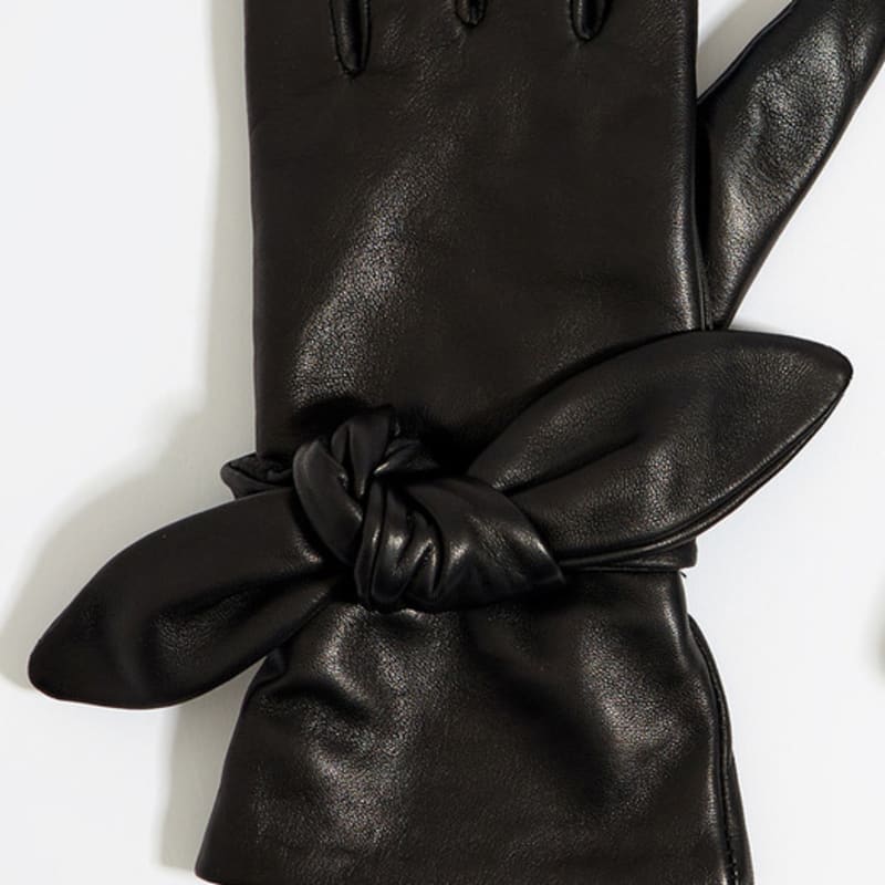 BIMBA Y LOLA [23FW] BIMBA Y LOLA Black Leather Ribbon Gloves B236AIG016BKB